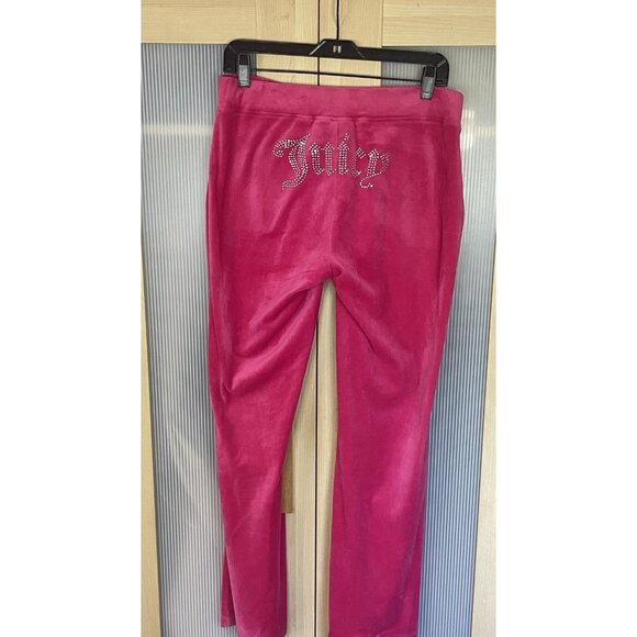 Juicy Couture Pink Velour Rhinestone Pull-On Flare Sweatpants Women's Sz S Pants - Picture 6 of 8